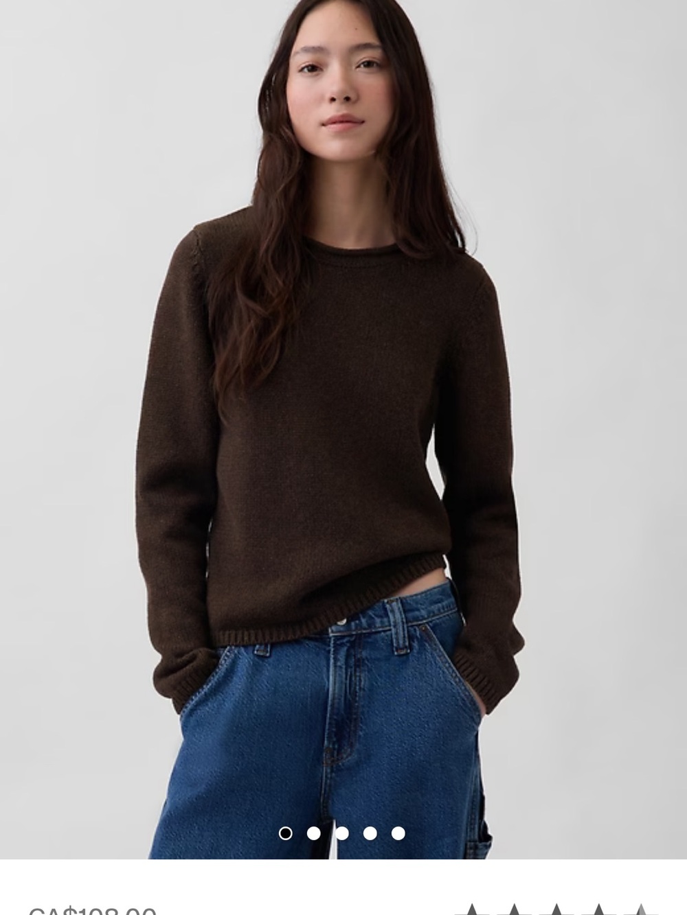 GAP Women's Crewneck Sweater in Dark Brown 100% Cotton